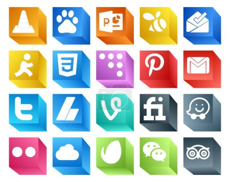 Illustration for 20 Social Media Icon Pack Including ads. tweet. css. twitter. email - Royalty Free Image