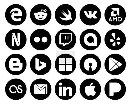 Ilustración de 20 Paquete de iconos de redes sociales incluyendo gmail. aplicaciones. google allo. google play. microsoft - Imagen libre de derechos