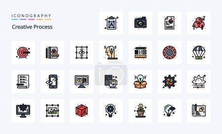 Ilustración de 25 Línea de proceso creativo relleno icono de estilo pack - Imagen libre de derechos