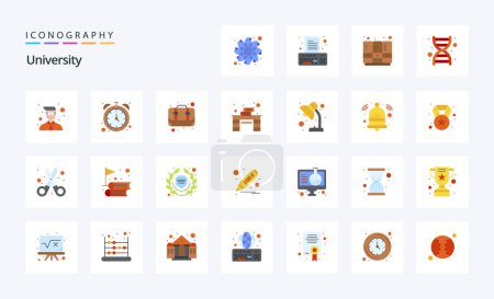 Ilustración de 25 Paquete de iconos de color plano universitario - Imagen libre de derechos