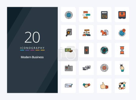 Téléchargez les illustrations : 20 Modern Business line Icône remplie pour la présentation - en licence libre de droit