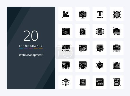 Téléchargez les illustrations : 20 Développement Web Icône Glyphe solide pour la présentation - en licence libre de droit