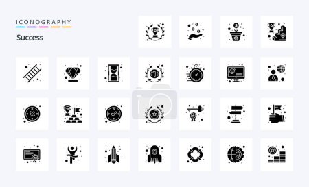Illustration for 25 Sucess Solid Glyph icon pack - Royalty Free Image