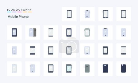 Illustration for 25 Mobile Phone Flat color icon pack - Royalty Free Image