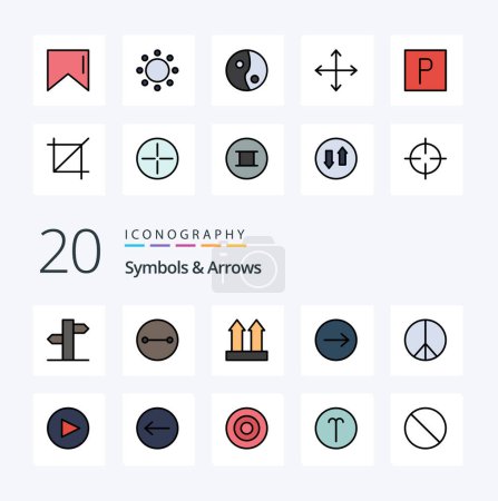 Illustration for 20 Symbols  Arrows Line Filled Color icon Pack like parking opposites symbolism navigation arrows - Royalty Free Image