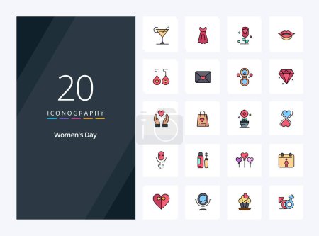 Illustration for 20 Womens Day line Filled icon for presentation - Royalty Free Image