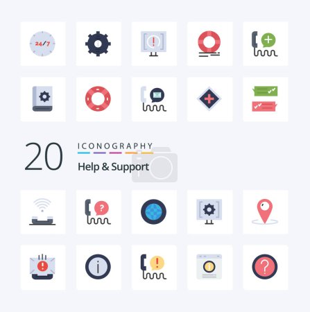 Ilustración de 20 Ayuda y soporte Icono de color plano Paquete como cliente soporte de servicio todo el día global - Imagen libre de derechos