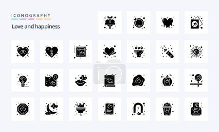 Ilustración de 25 Paquete de icono de glifo sólido de amor - Imagen libre de derechos