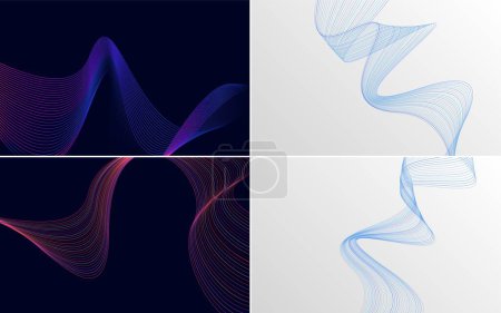 Illustration for Add a modern touch to your presentation with this wave curve abstract vector background pack - Royalty Free Image