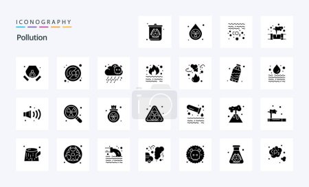 Téléchargez les illustrations : Pack d'icônes Glyphe Solide Pollution 25 - en licence libre de droit