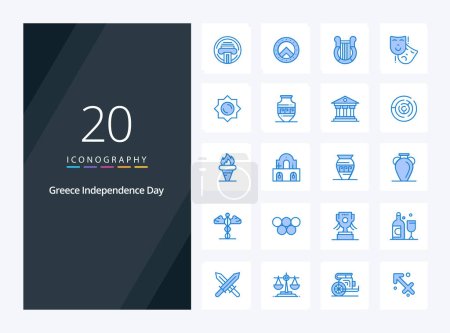 Illustration for 20 Greece Independence Day Blue Color icon for presentation - Royalty Free Image