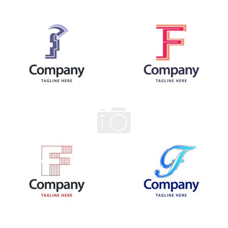 Illustration for Letter F Big Logo Pack Design Creative Modern logos design for your business - Royalty Free Image