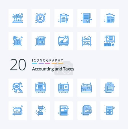 Illustration for 20 Taxes Blue Color icon Pack like payday calendar management money finance - Royalty Free Image