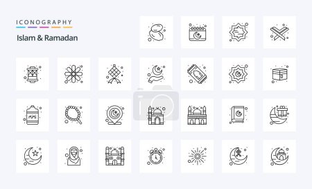 Ilustración de 25 Islam y Ramadán línea icono pack - Imagen libre de derechos