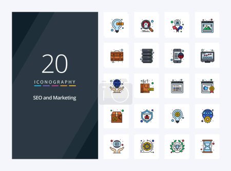 Illustration for 20 Seo line Filled icon for presentation - Royalty Free Image
