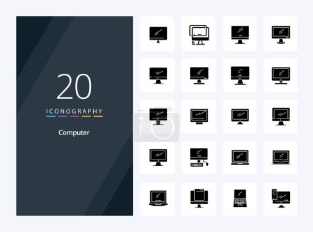 Illustration for 20 Computer Solid Glyph icon for presentation - Royalty Free Image