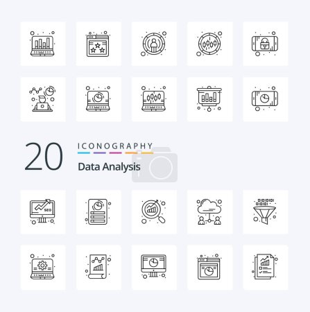 Téléchargez les illustrations : 20 Data Analysis Line icône Pack comme utilisateur données rapport entreprise seo - en licence libre de droit