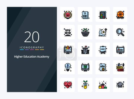 Illustration for 20 Academy line Filled icon for presentation - Royalty Free Image