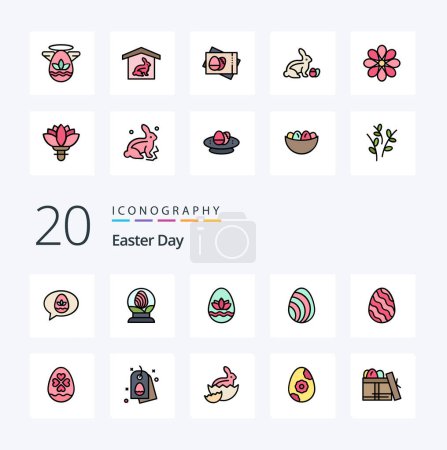 Ilustración de 20 Línea de Pascua llena icono de color Pack como Pascua primavera Pascua huevo naturaleza huevo - Imagen libre de derechos