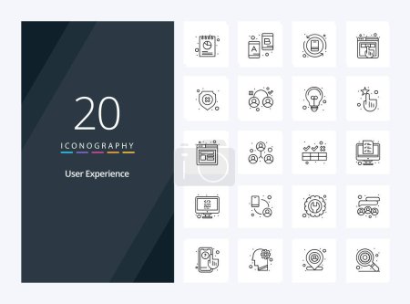 Illustration for 20 User Experience Outline icon for presentation - Royalty Free Image