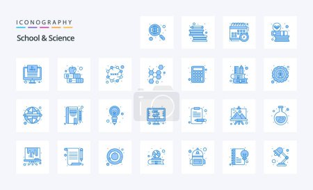 Illustration for 25 School And Science Blue icon pack - Royalty Free Image