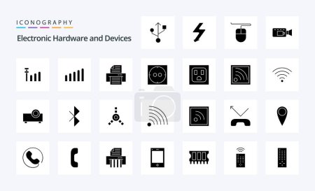 Illustration for 25 Devices Solid Glyph icon pack - Royalty Free Image
