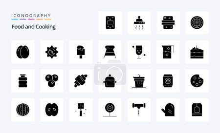 Illustration for 25 Food Solid Glyph icon pack - Royalty Free Image
