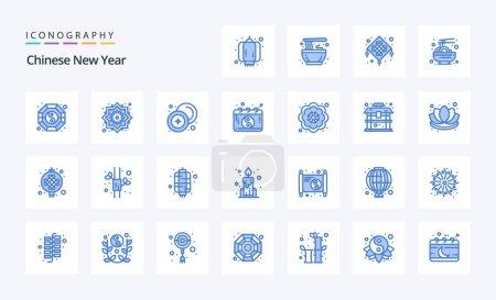 Ilustración de 25 Año Nuevo chino paquete icono azul - Imagen libre de derechos