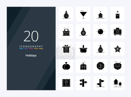 Illustration for 20 Holidays Solid Glyph icon for presentation - Royalty Free Image