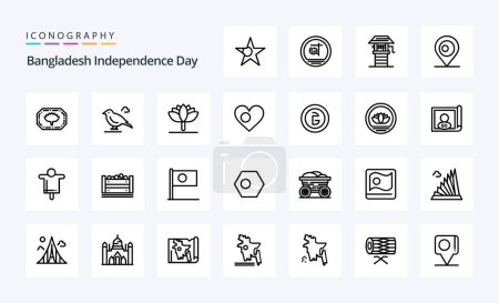Illustration for 25 Bangladesh Independence Day Line icon pack - Royalty Free Image
