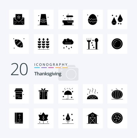 Illustration for 20 Thanks Giving Solid Glyph icon Pack like fruit giving autumn thanks winter - Royalty Free Image