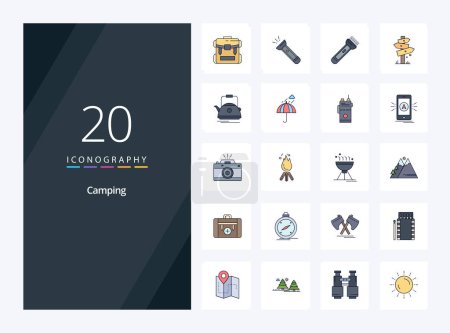 Illustration for 20 Camping line Filled icon for presentation - Royalty Free Image