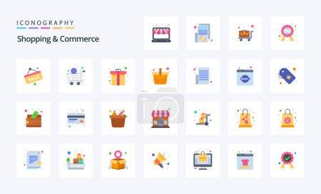 Illustration for 25 Shopping And Commerce Flat color icon pack - Royalty Free Image
