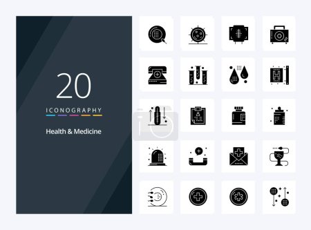 Téléchargez les illustrations : 20 Icône Glyphe solide en médecine de la santé pour présentation - en licence libre de droit