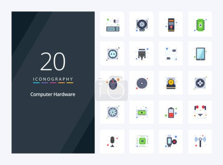 Illustration for 20 Computer Hardware Flat Color icon for presentation - Royalty Free Image