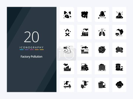 Illustration for 20 Factory Pollution Solid Glyph icon for presentation - Royalty Free Image