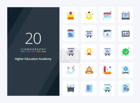 Illustration for 20 Academy Flat Color icon for presentation - Royalty Free Image