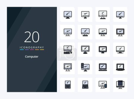 Ilustración de 20 Línea de ordenador Icono lleno para presentación - Imagen libre de derechos