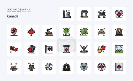 Ilustración de Paquete de iconos de 25 Canada Line Filled Style - Imagen libre de derechos