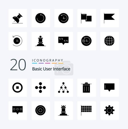 Illustration for 20 Basic Solid Glyph icon Pack like comment talk network message ui - Royalty Free Image