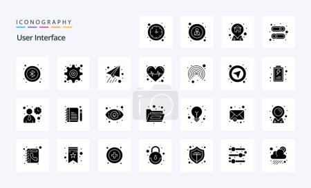 Téléchargez les illustrations : Pack d'icônes Glyphe solide d'interface utilisateur 25 - en licence libre de droit