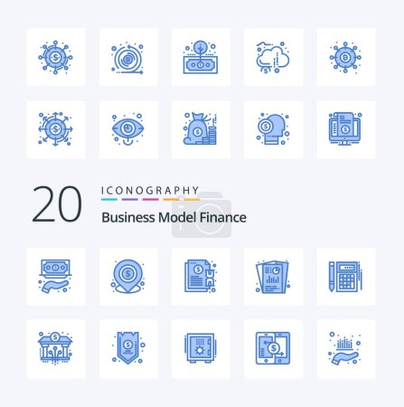 Ilustración de 20 Finanzas Blue Color icono Pack como SEO análisis factura de pago local - Imagen libre de derechos