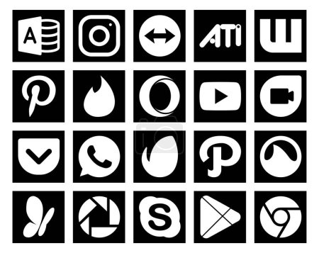 Ilustración de 20 Paquete de iconos de redes sociales Incluyendo picasa. grooveshark. youtube. camino. whatsapp - Imagen libre de derechos