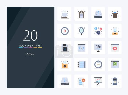 Illustration for 20 Office Flat Color icon for presentation - Royalty Free Image