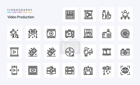 Illustration for 25 Video Production Line icon pack - Royalty Free Image