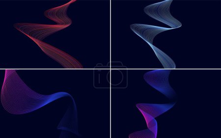 Illustration for Set of 4 abstract waving line vector backgrounds for your projects - Royalty Free Image