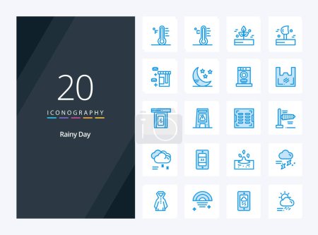Téléchargez les illustrations : 20 icône de couleur bleu pluie pour la présentation - en licence libre de droit