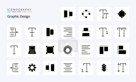 Téléchargez les illustrations : Pack de 25 icônes Design Solid Glyph - en licence libre de droit