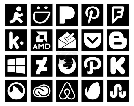 Ilustración de 20 Paquete de iconos de redes sociales Incluyendo la nube creativa. kickstarter. bolsillo. camino. zorro fuego - Imagen libre de derechos