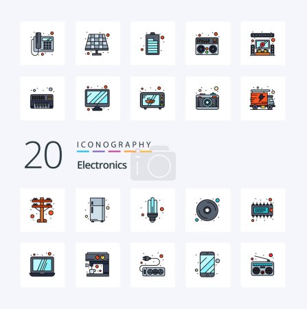 Illustration for 20 Electronics Line Filled Color icon Pack like computer electronic saver device dvd - Royalty Free Image